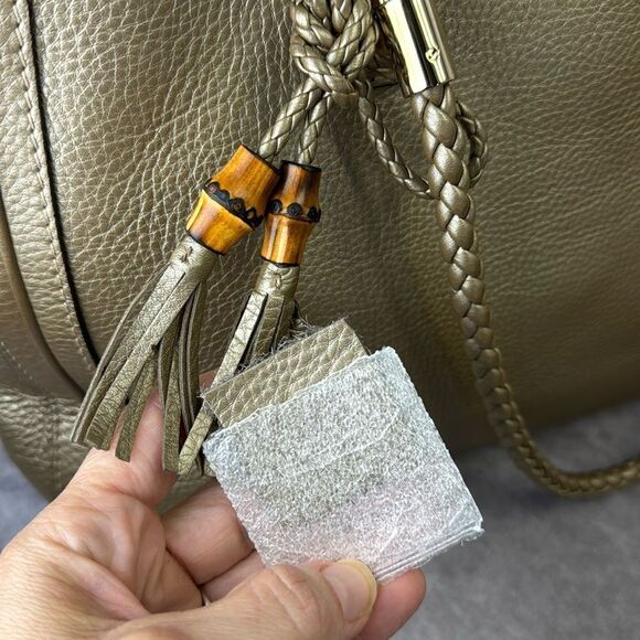 Gucci Gold Bella Tassel Braided Leather Tote - Picture 3 of 16